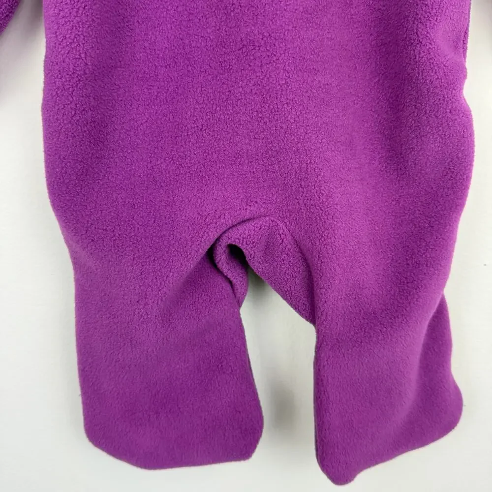 NWT Snonook Fleece Baby Fleece Hooded Ears Fold-Over Mitten Purple Bodysuit 3-6M